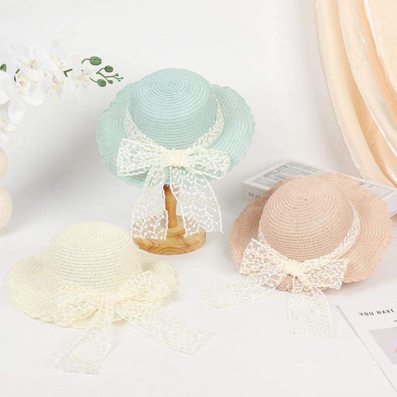 Новая кружевная лента соломенная шляпа женская летняя солнцезащитная шляпа от солнца приморская тень идиллическая шляпа