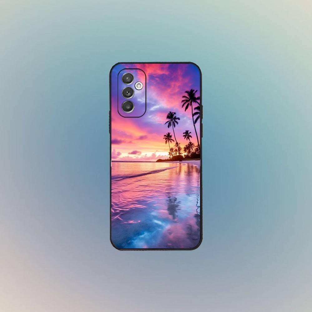 Чехол для телефона 'Пляжный закат и пальма' для Samsung S 25,24,23,22,30,21,10,9,Ultra,Plus,Lite,FE,4,5 G Черный мягкий чехол