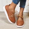 Wish Fashion Large Size Autumn New Round Head Front Lace-up Solid Color Casual Single Shoes Women
