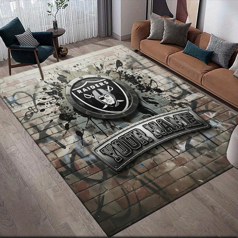Custom Name Raiders2 Flannel Pattern Square Carpet,Area Rug,Carpet Rug for Living Room Bedroom Sofa Playroom Decor,Non-slip Floor Mat