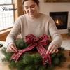 Holiday Party Decorations 1 Roll Christmas Burlap Ribbon, Faux Linen Wired Ribbon with Snowman for Bows Truck Floral Print, Gift Wrapping Craft Supply