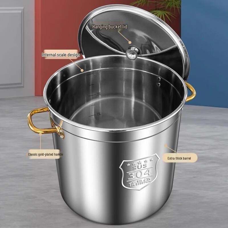 Xiyao 304 Stainless Steel Commercial Soup & Rice Pot with Lid