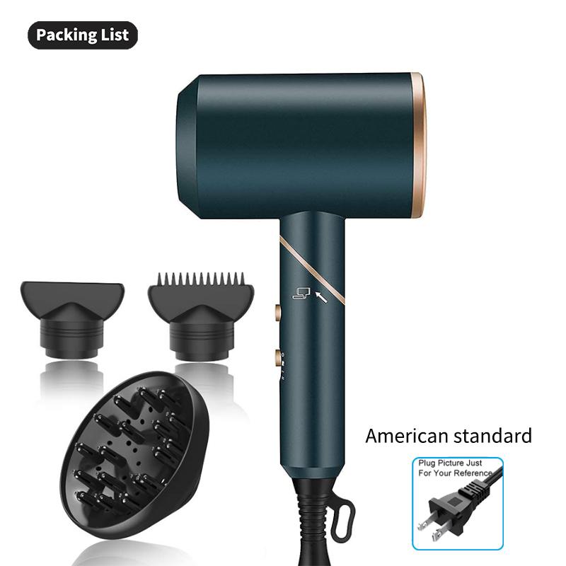 Профессиональный фен мощностью 1800 Вт с диффузором и насадками Мощный фен для быстрой сушки Компактный легкий дорожный портативный фен для пользователей