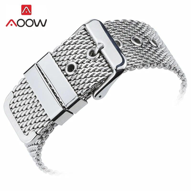 Универсальный миланский ремешок-петля из нержавеющей стали, 18 мм, 20 мм, 22 мм, 24 мм, для мужчин и женщин, сменный металлический ремешок для часов из розового золота, браслет