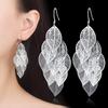 Womens Vintage Korean Fashion Elegant Anti-allergy 925 Silver Plated Long Tassel Maple Leaf Drop Hook Earrings Female Eardrop Ear Hook Jewelry Gifts