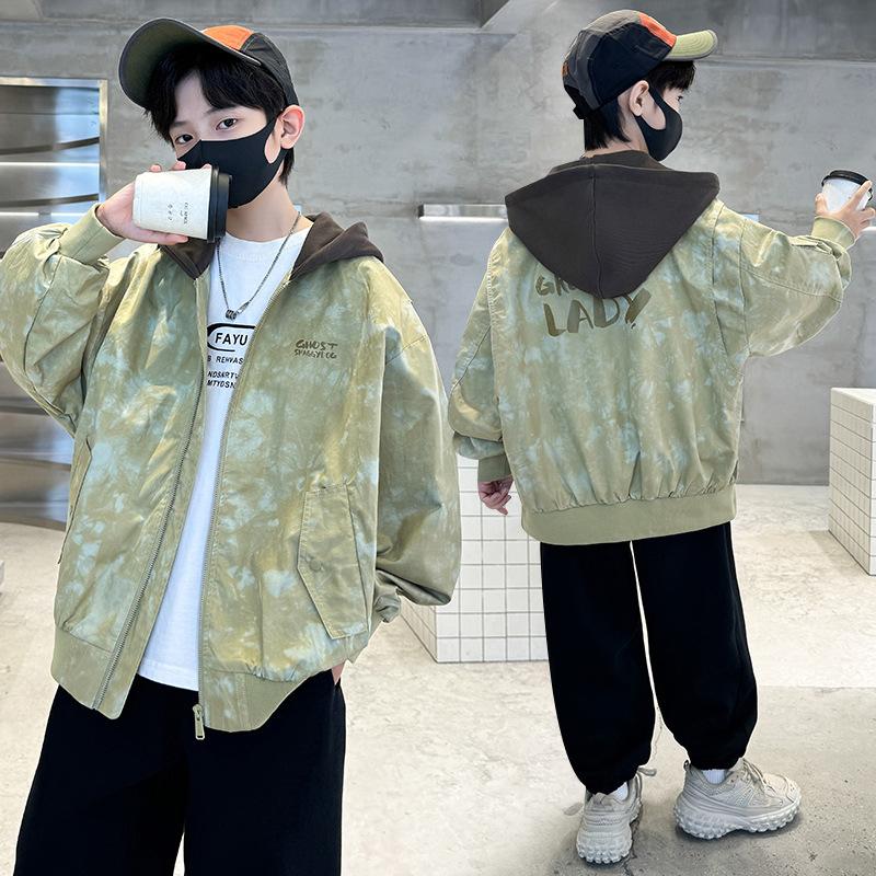Boys Fake Two Coats Spring and Autumn Children Handsome Jacket