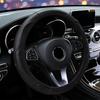 Эластичная оплетка на руль автомобиля без внутреннего кольца, из кожи с углеволокном, всесезонная, универсальная, чехол на руль, автоаксессуары