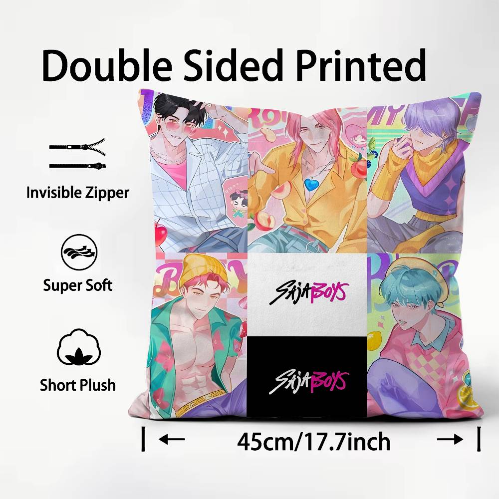 Saja Boys Kpops D-Demon H-Hunters Pillow Case Pattern Printed Pillowcase For Living Room Sofa Cushion Cover & Bedroom Decor