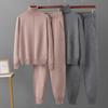 Шерстяной костюм Водолазка и Свободные брюки с высокой талией Повседневный спортивный костюм Женский