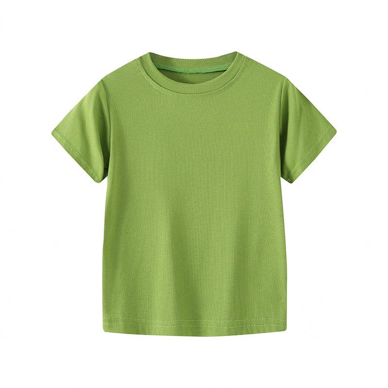 Kids' Short-Sleeve Summer T-Shirt - Korean Style Solid Color Round Neck for Boys & Girls