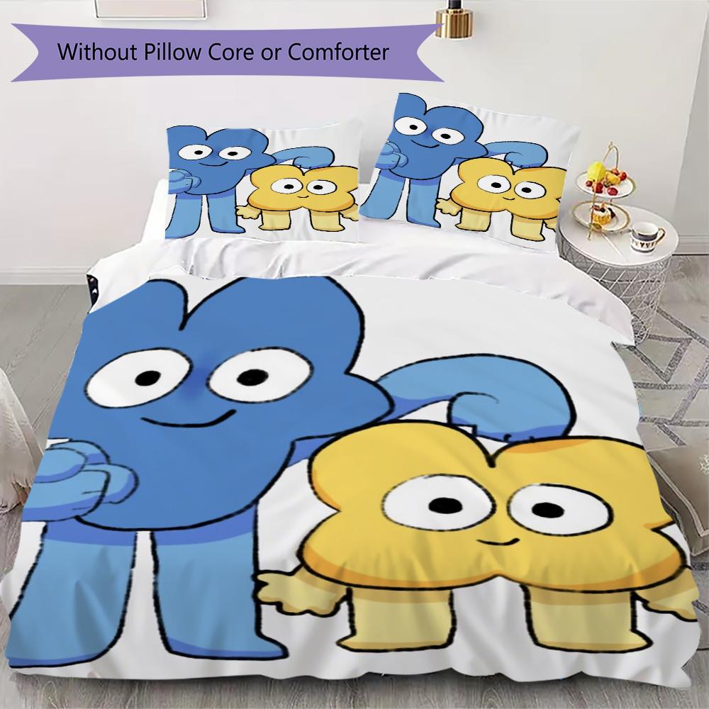 Постельное белье с рисунком BFDI, Комплект одеял, Пододеяльник, Наволочка, Домашний подарок на день рождения(1 пододеяльник + 2 наволочки, без наполнителя)_lx