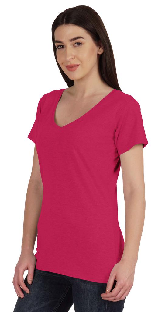 Inkmeso V Neck Basic Tee Classic Fit Short Sleeves Tshirt For Women Summer Cotton Tops