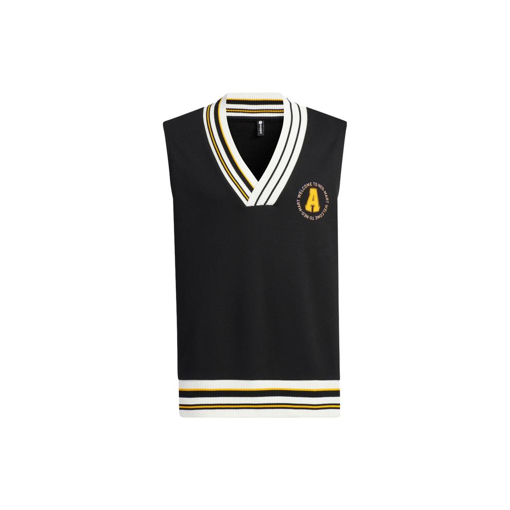 Adidas Striped Sports Knit Vest Unisex Outerwear Black IJ6608