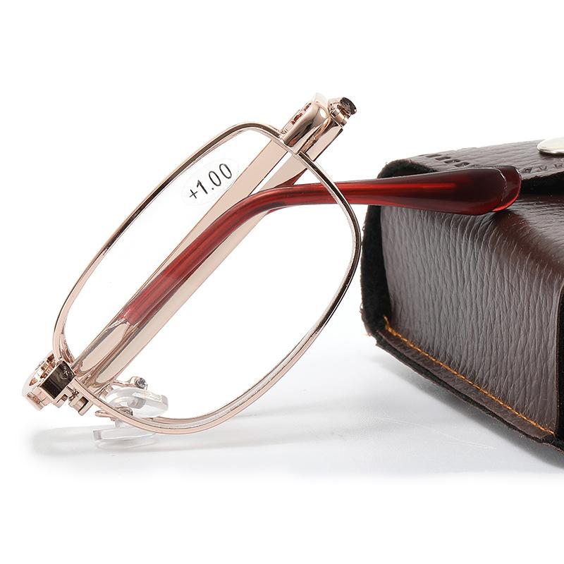 Reading Glasses Men Women Folding Spectacles Spectacles Frame Tr Glasses +1.0 +1.5 +2.0 +2.5 +3.0 +3.5 +4.0 With Leather Case