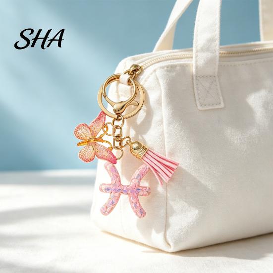 Portable Keychain Charm Pendant, The Zodiac with Butterfly Pendant Tassel, Metal Keyring for Handbag Backpack Bag Car Decoration