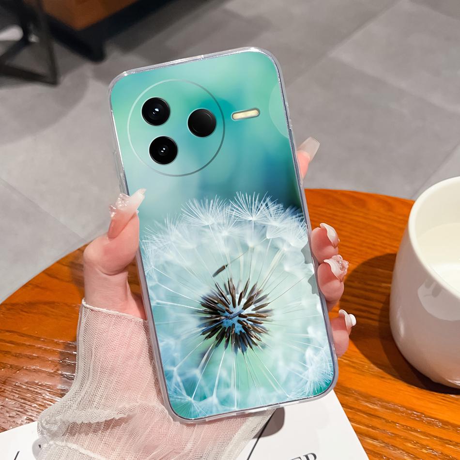 Чехол для POCO F7 Pro / F7 Ultra Летний Цветок Прозрачный Funda для POCO F 7 Мягкая Ультратонкая Задняя Крышка Телефона Ударопрочный Корпус