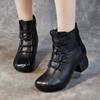 New Autumn and Winter Women's Shoes Padded Thick Heel Cotton Shoes Mother Non-slip Outside Wear Boots Cowhide Martin Boots