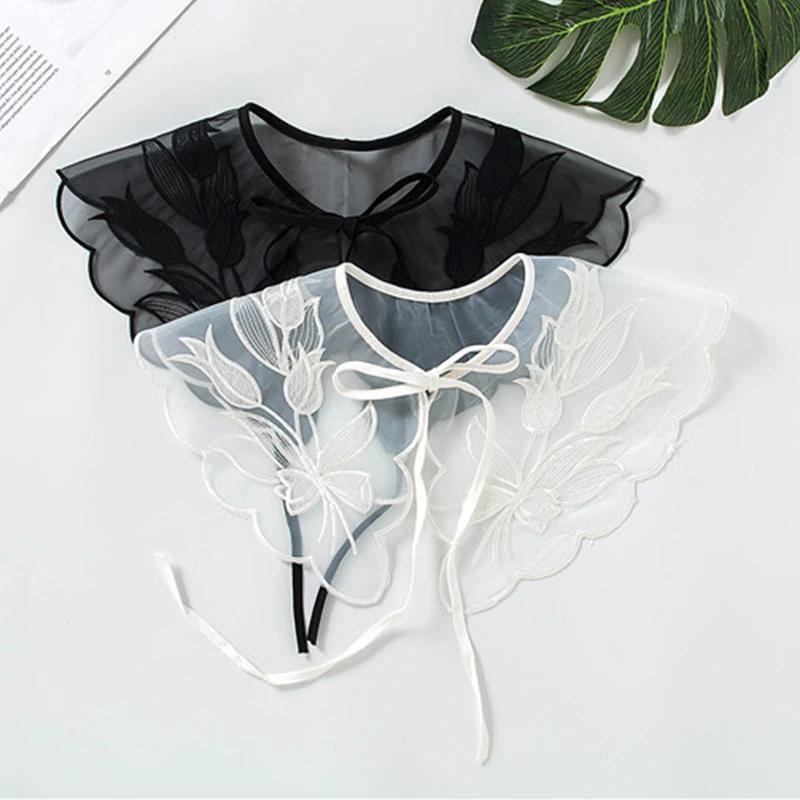 Women Fake Collar Detachable Shirt Lapel Necklace Ladies False Collar Blouse Top Faux Col Half-Shirt Clothes Accessories