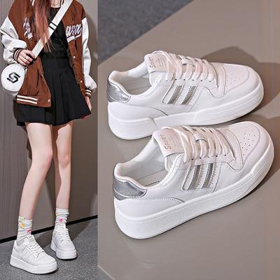 Платформенные белые женские весенние новые увеличивающие рост шнурованные кеды повседневная спортивная обувь одинарная обувь