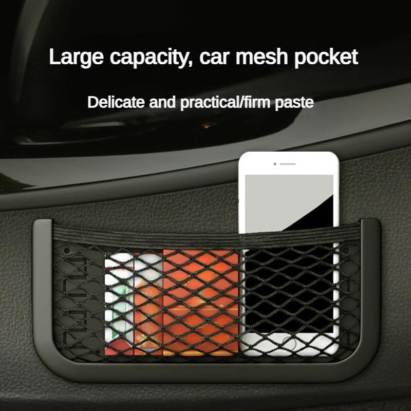 Автомобильная сетка, карманные сумки для покупок, подвесная сумка для телефона, автомобильный органайзер для хранения, автомобильная коробка для хранения мобильного телефона, сумка, автомобильная клейкая сетка, карманная корзина