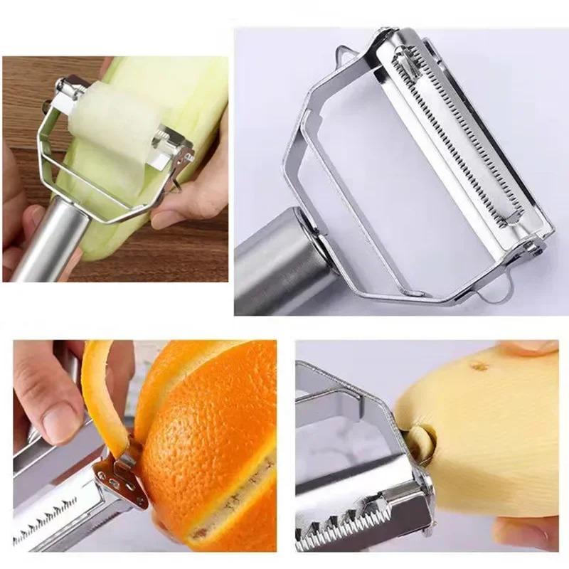Stainless Steel Durable Potato Slicer, Multi-functional Kitchen Peeler, Household Shredder, Carrot, Cucumber and Fruit Peeler