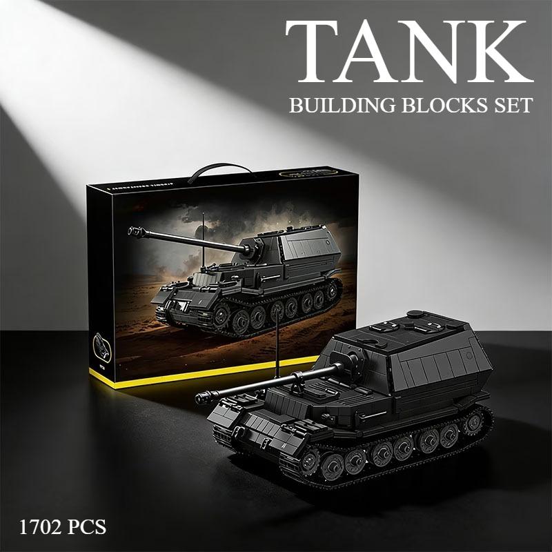 1702PCS DIY MOC Jagdpanzer Tiger Ferdinand Military Army Tank Destroyer Battle Soldier Building Blocks Bricks Set For Adults