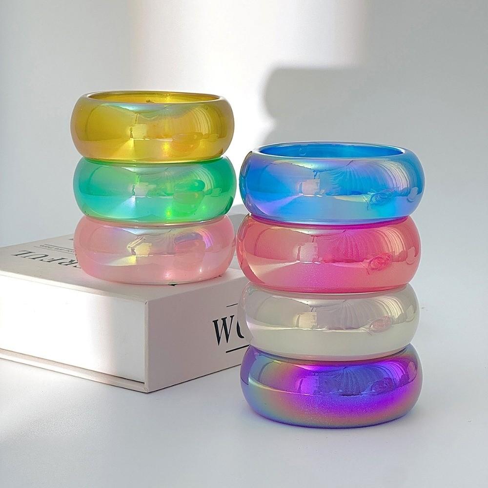 Transparent Colorful Resin Bangles Punk Hip Hop Chunky Bangles Laser Bracelets Women Jewelry