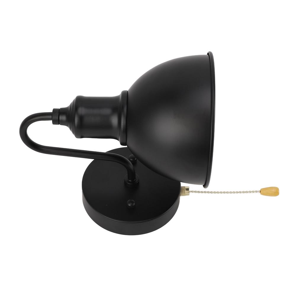 Vintage Wall Lamp Black Pull Chain E26 Hardwired Iron Classic Industrial Wall Sconce for Home