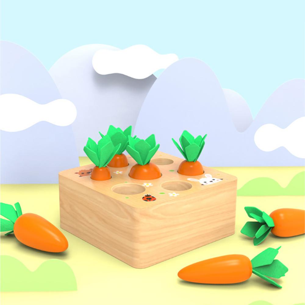 Набор деревянных игрушек «Морковка» в форме, соответствующие размеру, познавательные детские развивающие игрушки Монтессори для детей, деревянные игрушки