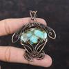 Copper Amazonite Pendant Copper Wire Wrapped Gemstone Pendant Tortoise Jewelry Handmade Pendant Copper Wire Wrapped Jewelry Gift For Mother