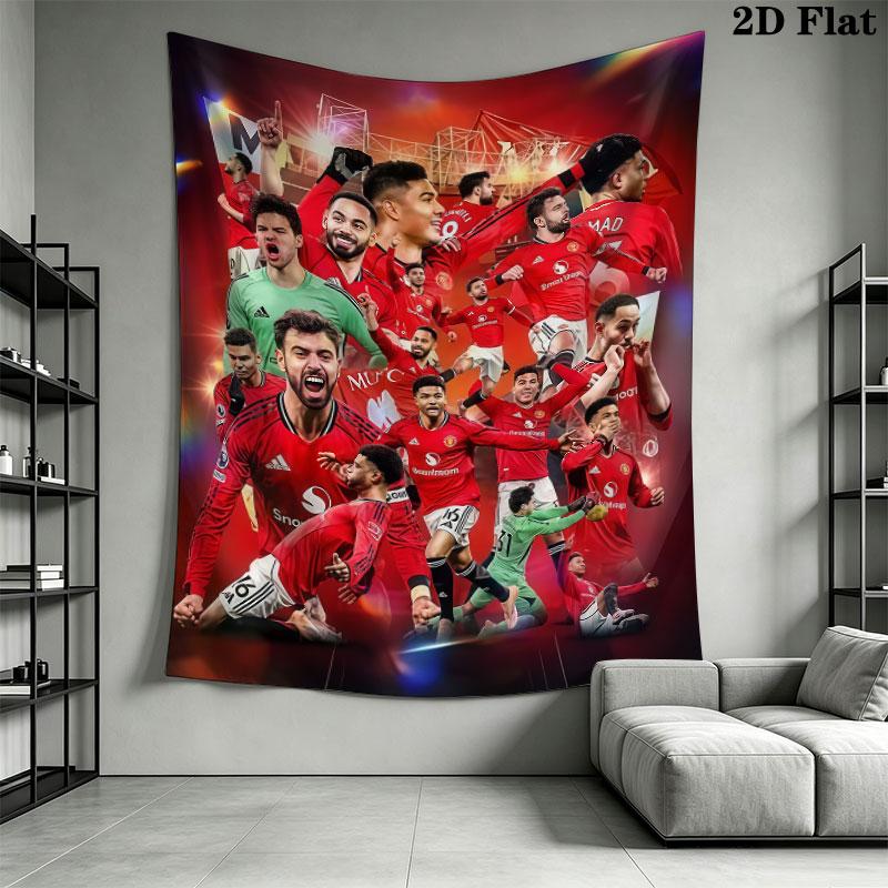 Glossy MUFC StickersWall Hanging Printed Fabric Blanket Decorative Tapestries for Bedroom Living Room Home Decor
