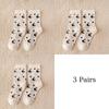 3 Pairs Cute Cow Spots Print Sock Thickened Warm Coral Fleece Women's Socks