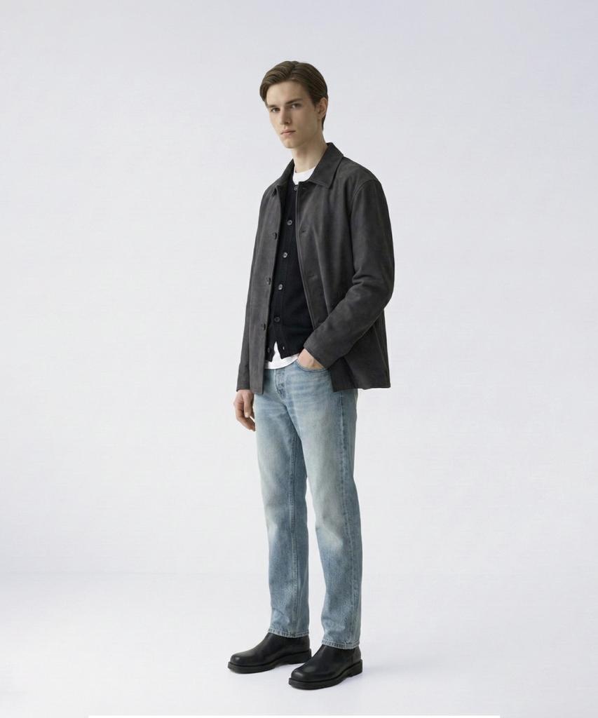 Pinblack (Men) Classic Italian Nubuck Denver Jacket