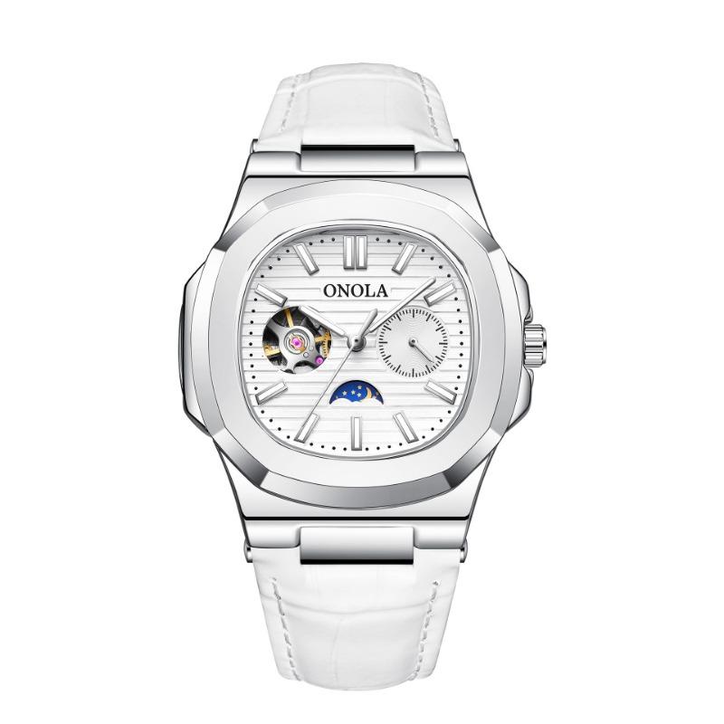 Top Brand High Quality Sun Moon Star Morning Automatic Mechanical Watch Hollow Leather Waterproof Men's Watch