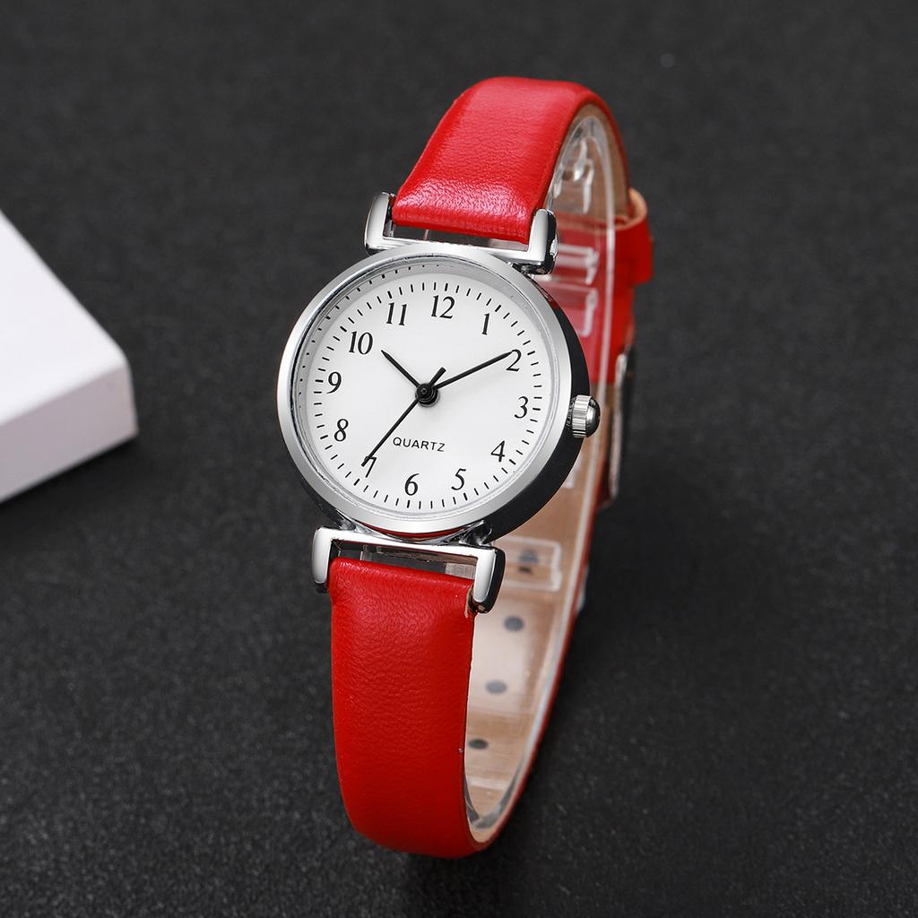 Женские часы Простой кожаный ремешок Аналоговые кварцевые наручные часы для дам Часы