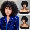 Женские черные короткие вьющиеся синтетические волосы с челкой Черные волосы Хэллоуин Термостойкое волокно для Африки Женская повседневная одежда