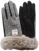 Sleeping Sheep Harris Tweed Gloves with Faux Fur Cuff, Knit-Palm Combo, Case Included CG Herringbone (with Bit) / 21 Cm (S–M)