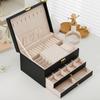 1PC Multifunctional Jewelry Box Large Three-layer Jewelry Storage Box with Lock Earrings Jewelry Box Earrings Storage Box