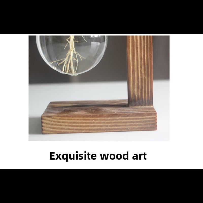 Creative Wooden Frame Hydroponic Vase Dill Plant Transparent Glass Flower Arrangement Container Desktop Ornament Home Decoration Products