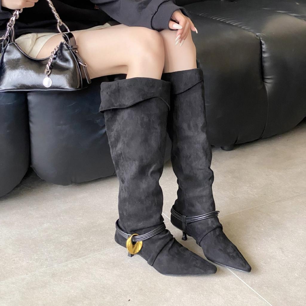 2025 Autumn New European and American Pointed Head Thin Heel Short Heel Temperament French Fashion Sexy and Thin Two Wear Women's Boots