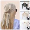Solid Color Triangle Wrap Hollow Out Lady Shawl Flower Fashion Lace Scarf  Women