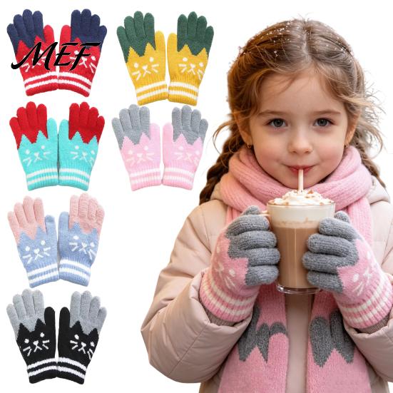 Breathable Acrylic Gloves for Outdoor Play 1 Pair Kids Winter Gloves, Cozy Thick Lined Mittens with Childrens Thermal Wear Severe Cold Cute