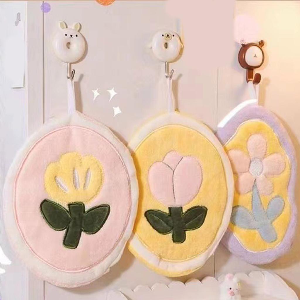 Нежное плюшевое полотенце для рук Элегантный цветочный дизайн Быстро впитывающее Для кухни ванной Комфортное для кожи В комплекте петля для подвешивания