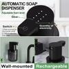 400ML Countertop or Wall Mounted USB Rechargeable 4-Levels Adjustable Electric Infrared Automatic Smart Sensor Soap Dispenser