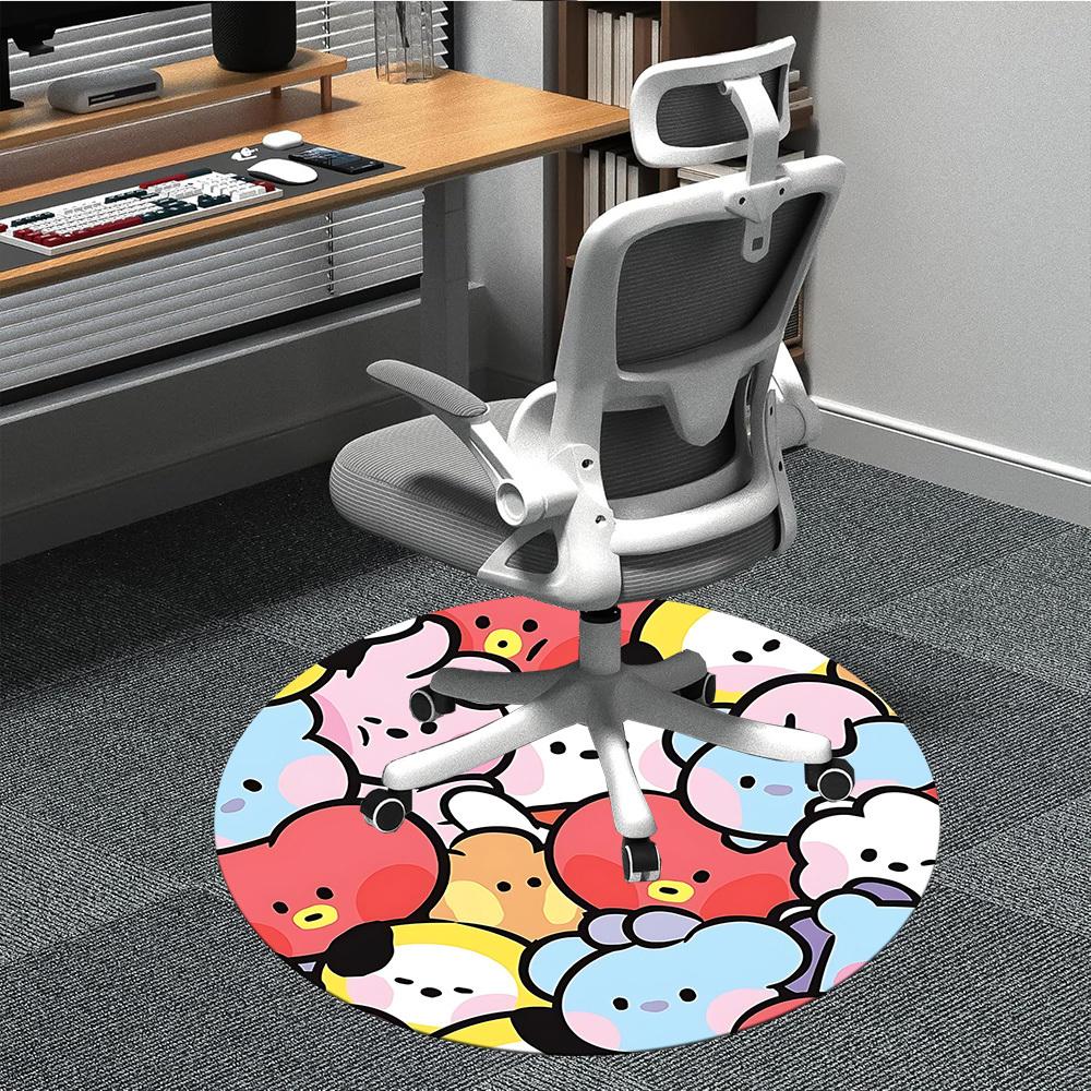1 шт. Круглый коврик BT21 для офиса, Нескользящий, Мягкий и прочный офисный коврик для декора интерьера, Идеально подходит для офиса yy250915108