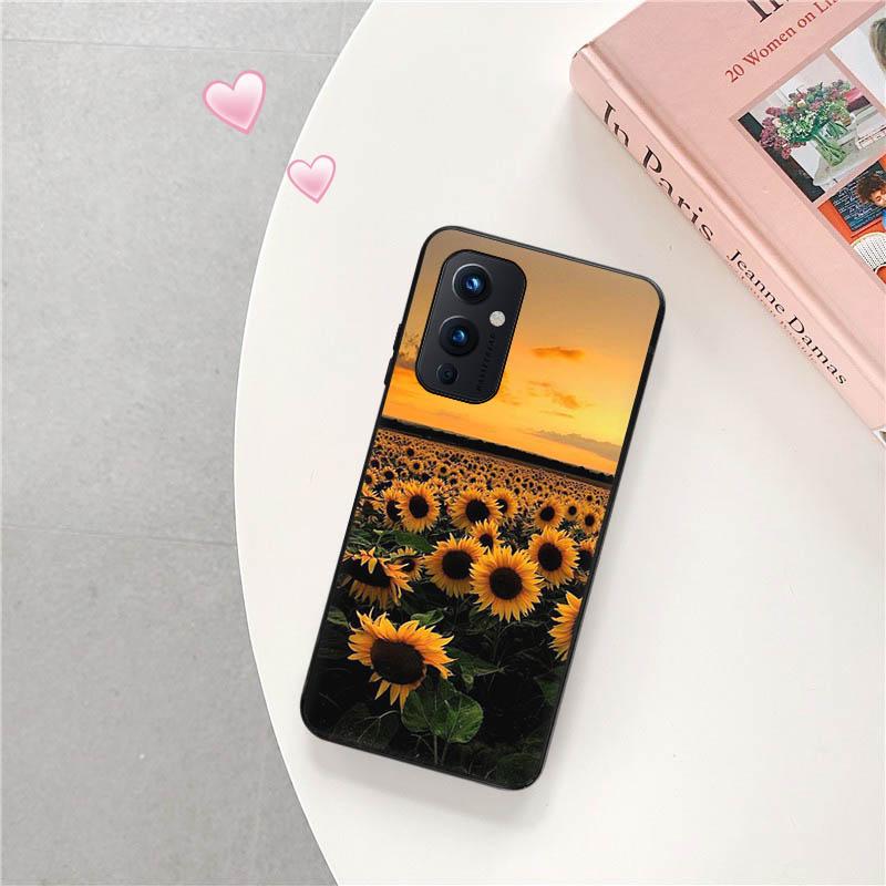 Для OnePlus 9 Pro 8 5G 7 9R 7T 8T Z Daisy Sunflower Черный матовый чехол из ТПУ с росписью чехол для телефона OnePlus Nord 2 CE N10 N100 N200