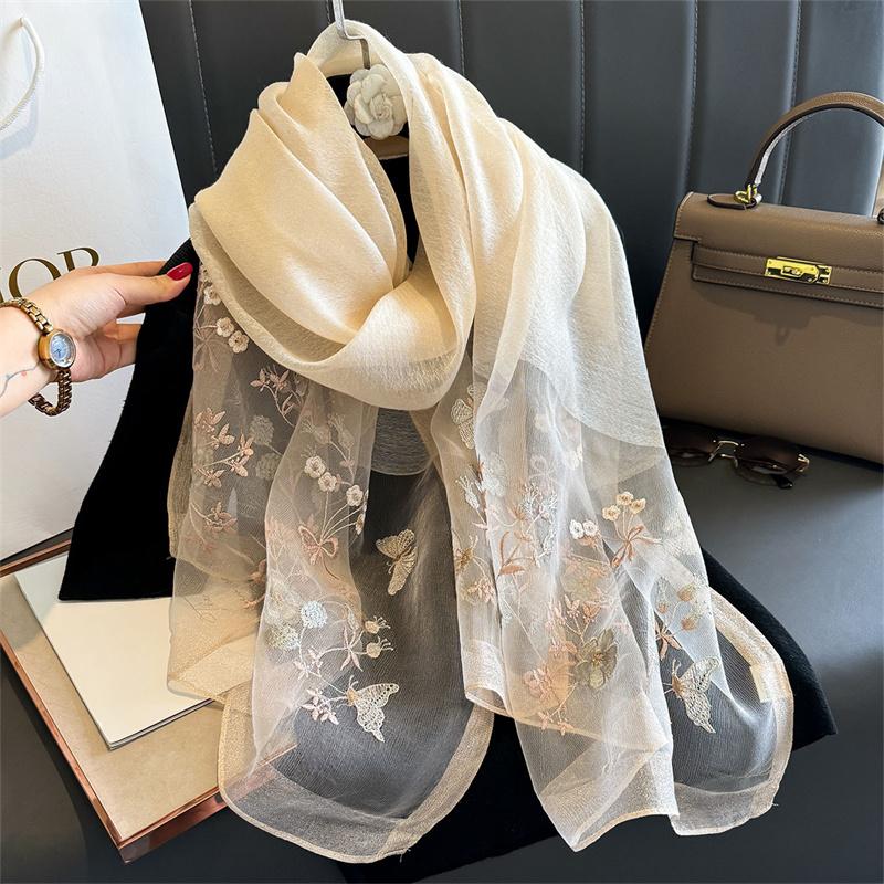 Роскошный блестящий кружевной шарф шелковый женский хиджаб мягкие шерстяные шали и палантины большой цветок тонкие шарфы фуляр женский буфанда новый