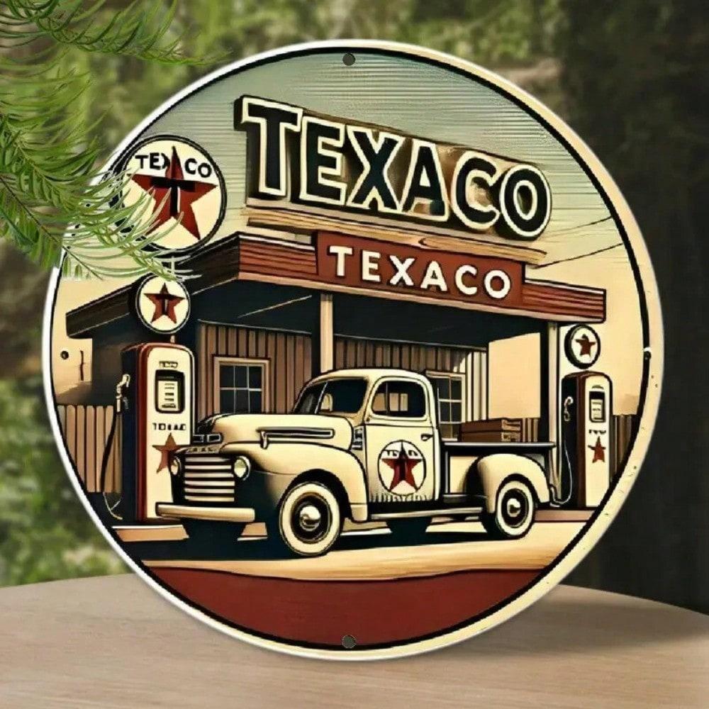 Винтажная металлическая табличка Texaco Ретро Декор для бензоколонки и гаража Всепогодное Алюминиевое Настенное Искусство для Мужской Комнаты Бара