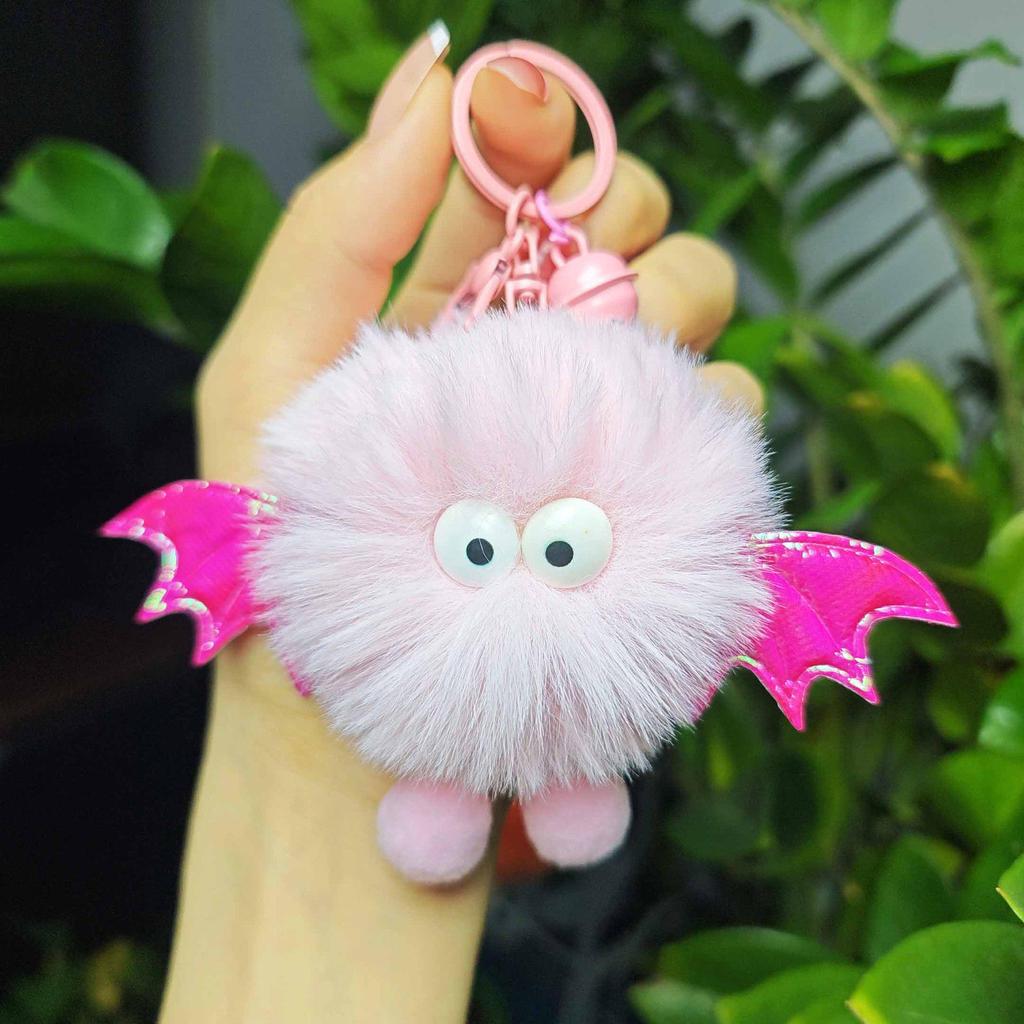 Cross-Border Plush Little Devil Soot Ball Faux Rex Rabbit Fur Pendant Keychain/Backpack Charm