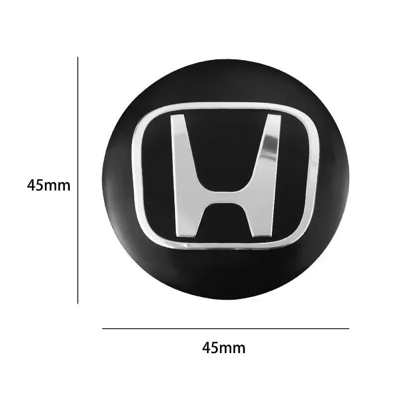 4Pcs 45mm Car Wheel Hub Center Cap Sticker Metal Emblem Stickers For Honda Civic Accord Fit City Vezel CRV Odyssey Pilot Jazz